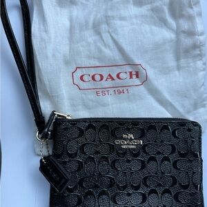 Coach Black Embossed Wristlet